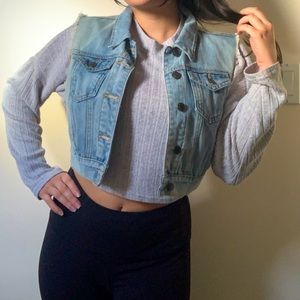 Love Culture Cropped denim vest with lace back